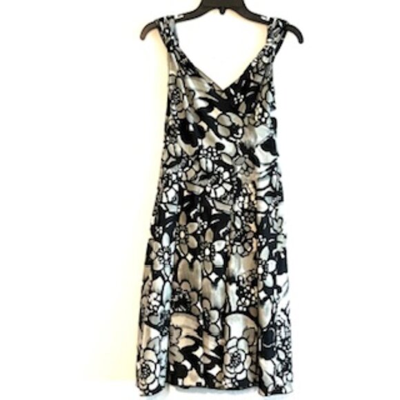 Moschino Dress, Size 4   Abstract Floral Black, Gray, and White - Picture 1 of 5